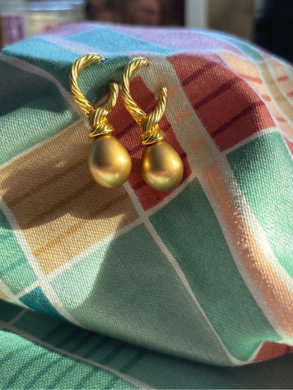 Gold-Tone Drop Earrings with Rope Twist Detail